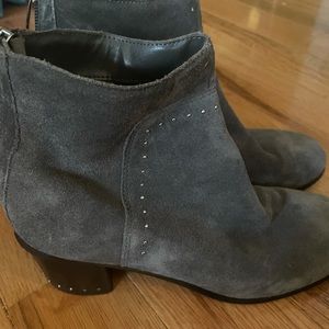 Marc Fisher gray suede studded heeled booties size 7/12